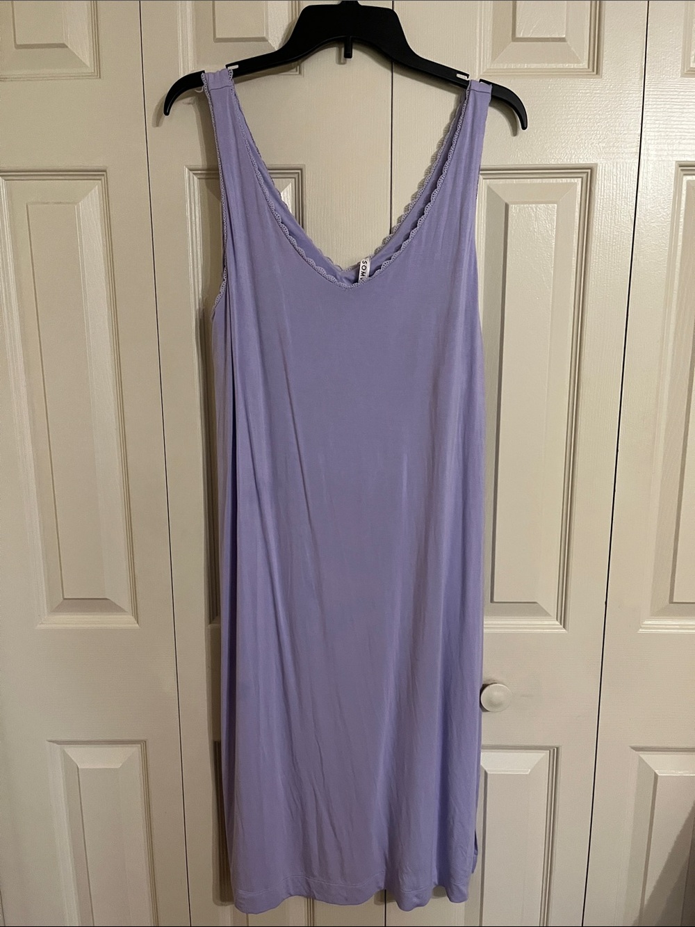 Soma Lavender V-Neck Sleep Slip with Scalloped Trim